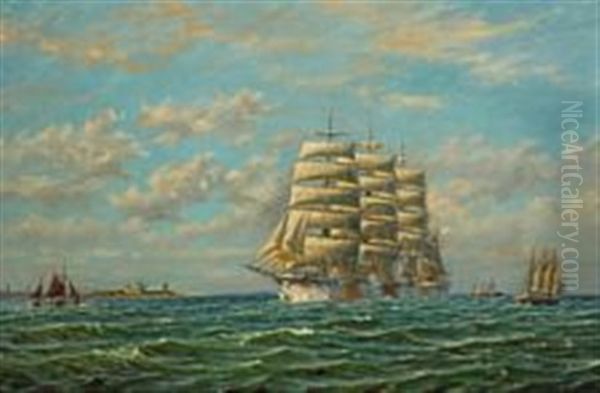 Finnish Training Ship With Kronborg To Starboard Oil Painting by Christian Bogo