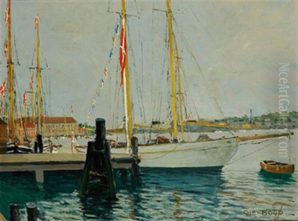 Hafen Mit Segelschiffen Oil Painting by Christian Bogo