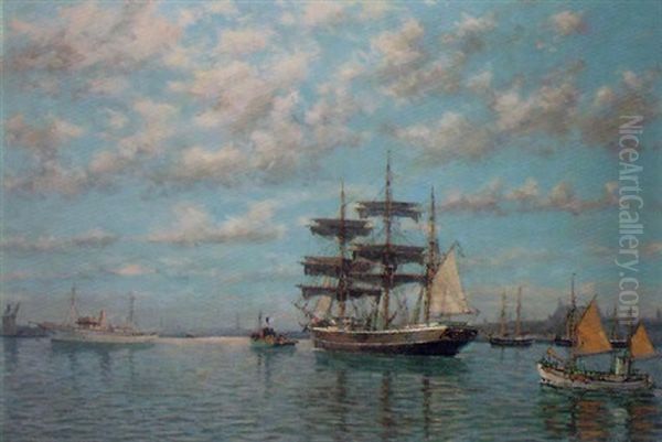 Coming Into Harbour Oil Painting by Christian Bogo