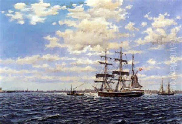 Indsejlingen Til Kobenhavns Havn Oil Painting by Christian Bogo