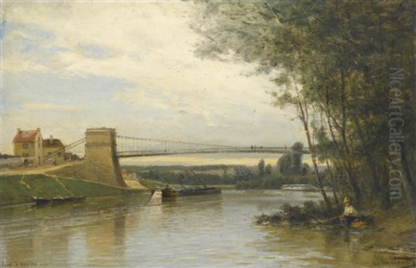 Pont D'auvers-sur-oise Oil Painting by Aleksei Petrovich Bogolyubov