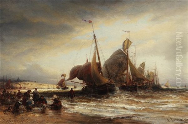 Shorescape At Sheveningen Oil Painting by Aleksei Petrovich Bogolyubov