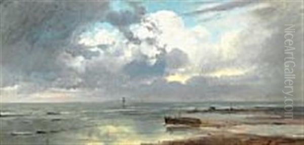 The Sea Shore Off St. Petersburg At Evening Twilight Oil Painting by Aleksei Petrovich Bogolyubov