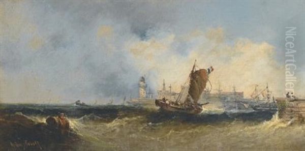 Port In Normandy Oil Painting by Aleksei Petrovich Bogolyubov