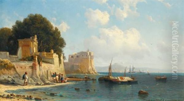 Coastline Near Sorrento Oil Painting by Aleksei Petrovich Bogolyubov