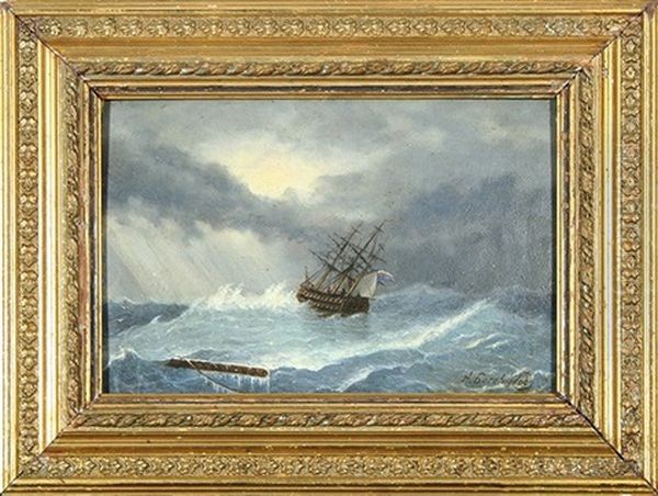 Stormy Sea Oil Painting by Aleksei Petrovich Bogolyubov