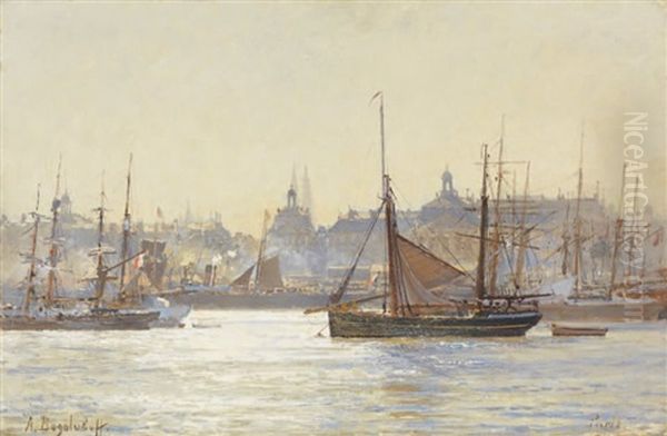 Vue D'un Port Oil Painting by Aleksei Petrovich Bogolyubov