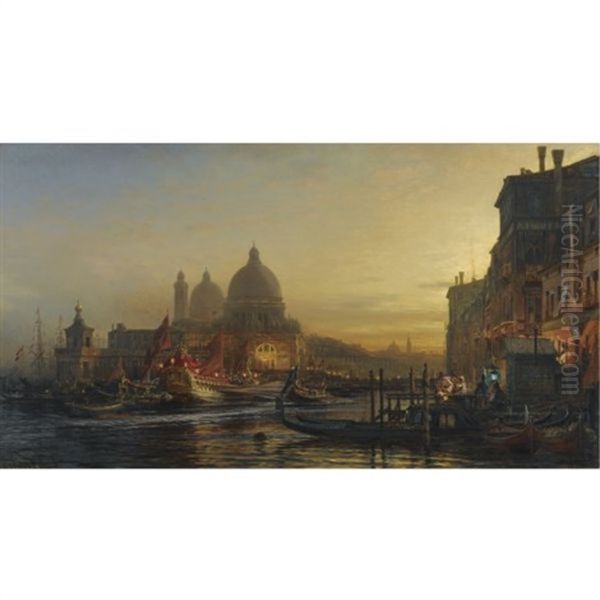 The Eve Of The Celebration, Santa Maria Della Salute, Venice Oil Painting by Aleksei Petrovich Bogolyubov