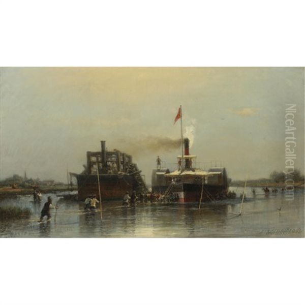 Don. The Steamship "cossack" Aground Oil Painting by Aleksei Petrovich Bogolyubov