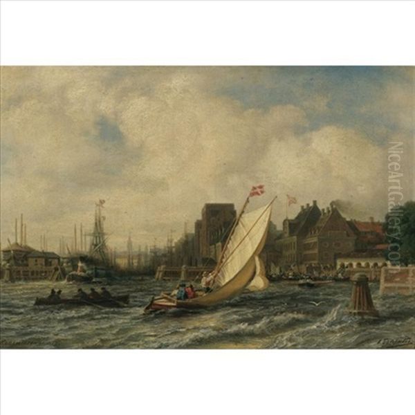 Copenhagen Harbour Oil Painting by Aleksei Petrovich Bogolyubov