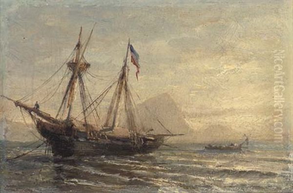 A Russian Barque Moored At Dusk Oil Painting by Aleksei Petrovich Bogolyubov