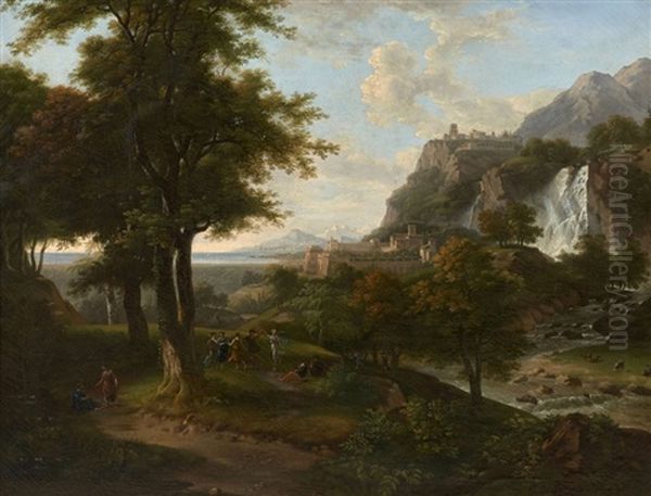 Paysage Classique A La Cascade Oil Painting by Nicolas Didier Boguet