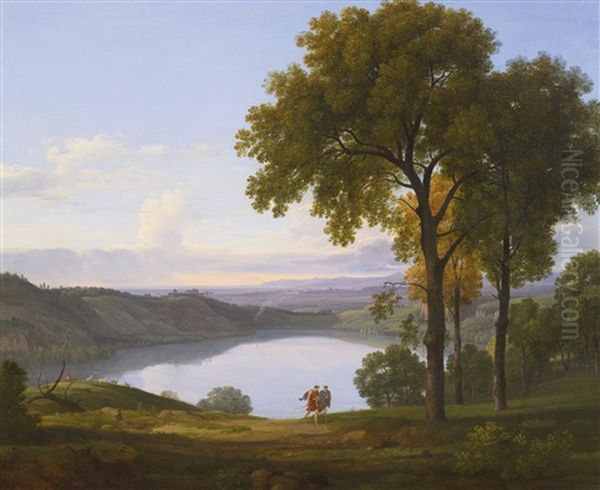 View Of Lake Nemi Oil Painting by Nicolas Didier Boguet