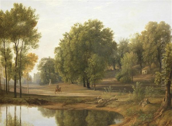 A Wooded Landscape With A Figure On Horseback Oil Painting by Nicolas Didier Boguet