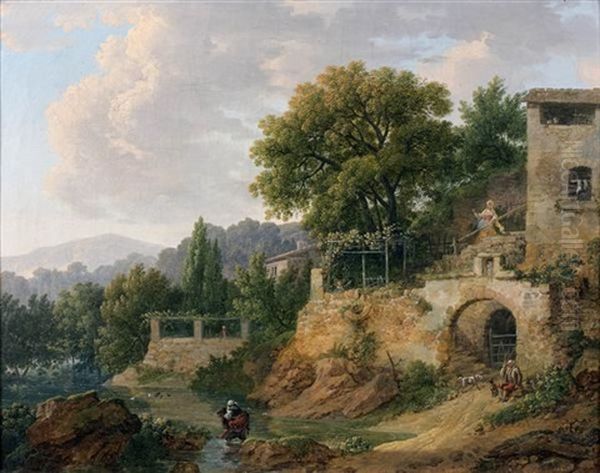 Le Passage Du Gue Oil Painting by Nicolas Didier Boguet