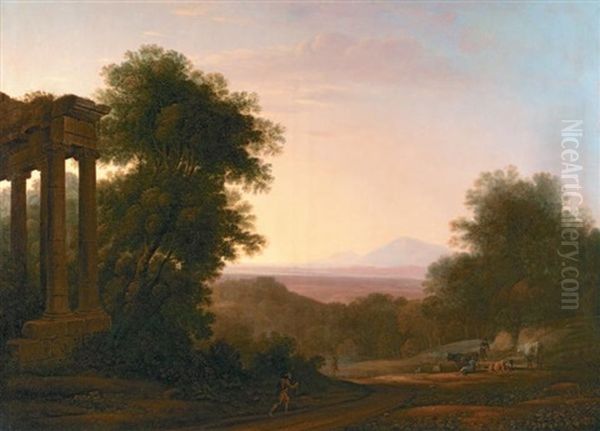 Paysage Pastoral Dans La Campagne Romaine Oil Painting by Nicolas Didier Boguet