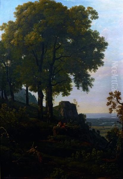 Chasseur Au Repos Admirant Un Paysage Oil Painting by Nicolas Didier Boguet