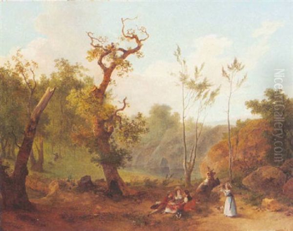 Scene Galante A L'oree D'un Bois Oil Painting by Nicolas Didier Boguet