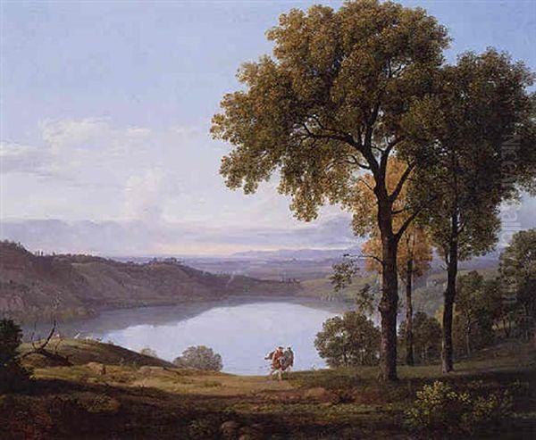 View Of Lake Nemi Oil Painting by Nicolas Didier Boguet