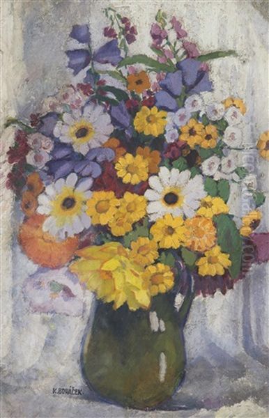 Bouquet Oil Painting by Karel Bohacek