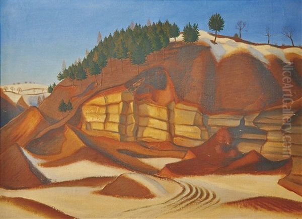 A Quarry And Under Bezdez (double-sided) Oil Painting by Karel Bohacek