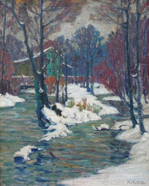 Winter Am Muhlbach Oil Painting by Richard Albitz