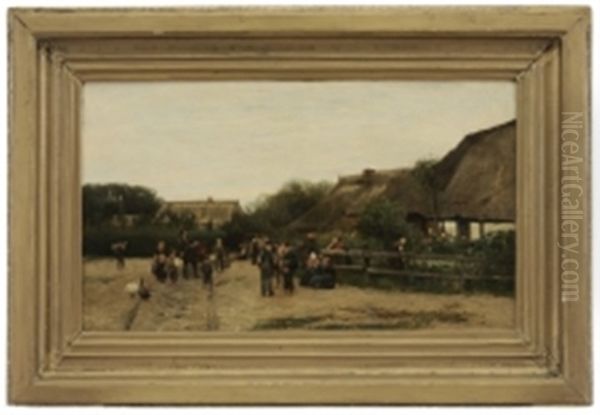 Village Gathering Oil Painting by Alfred Boehm