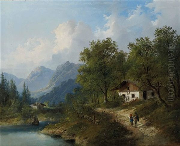 Spaziergang Am See Oil Painting by Edouard Boehm