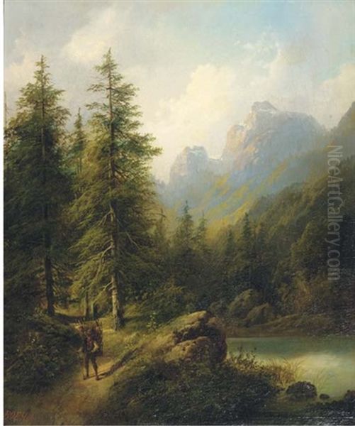 Partie Bei Salzburg: Landscape Near Salzburg Oil Painting by Edouard Boehm