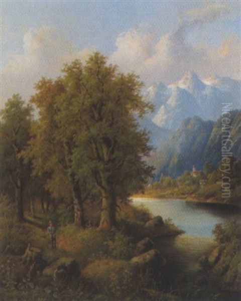 Gebirgige Landschaft Oil Painting by Edouard Boehm