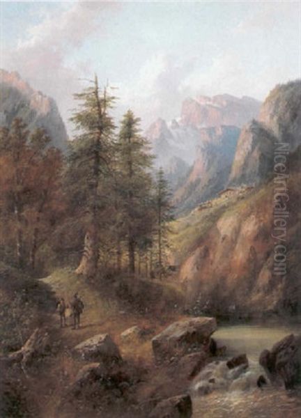 In Den Alpen (tirol?) Oil Painting by Edouard Boehm