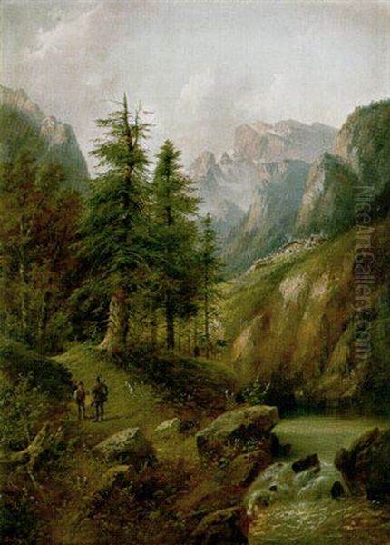 In Den Tiroler Bergen Oil Painting by Edouard Boehm