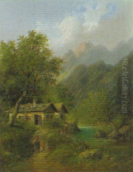 Motiv Aus Dem Salzburger Land Oil Painting by Edouard Boehm