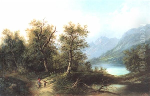 Landschaft Mit Reisigsammlern Oil Painting by Edouard Boehm