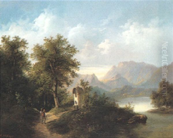 Gebirgslandschaft Mit Kapelle by Edouard Boehm