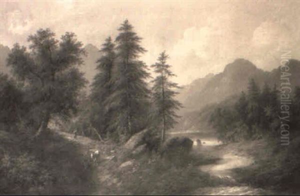 Alpine Waldlandschaft Oil Painting by Edouard Boehm