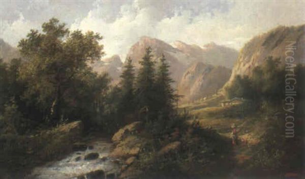 Gebirgsbach Im Tirol Oil Painting by Edouard Boehm