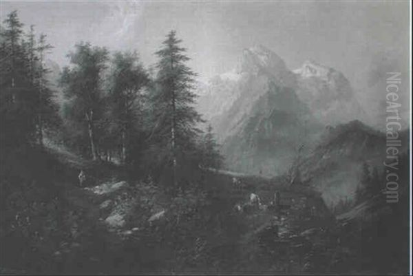 In Den Schweizer Alpen Oil Painting by Edouard Boehm