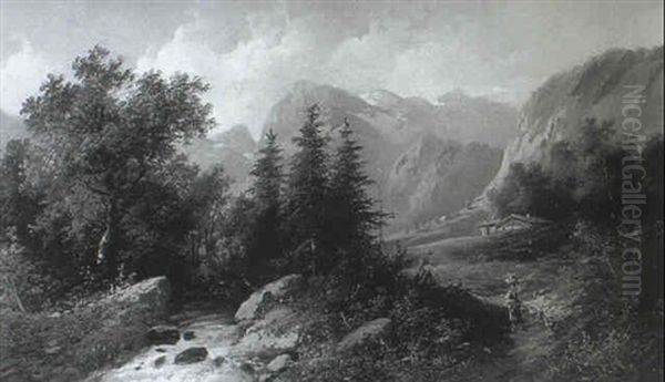 Gebirgsbach In Tirol Oil Painting by Edouard Boehm