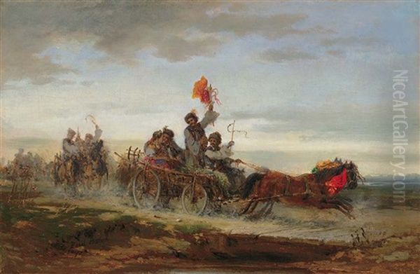 Carriages Oil Painting by Pal (Paul) Boehm