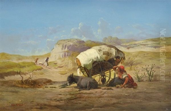 Cart Oil Painting by Pal (Paul) Boehm