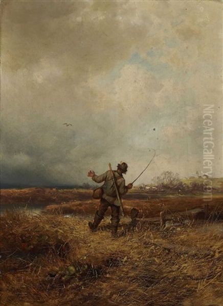 Angler In Moorlandschaft Oil Painting by Pal (Paul) Boehm