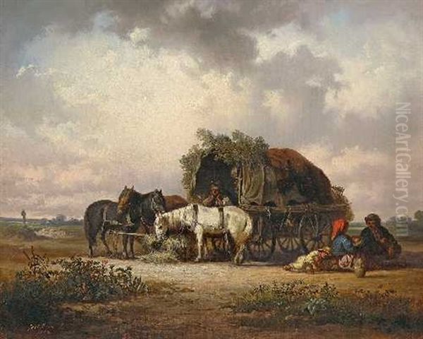 Rast Am Wegesrand Oil Painting by Pal (Paul) Boehm