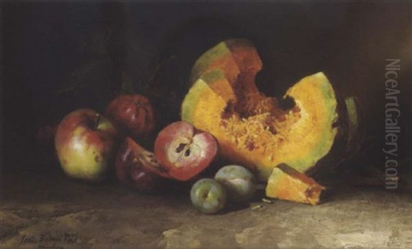 Stilleben Mit Apfel, Kurbis Und Zwetschken Oil Painting by Pal (Paul) Boehm