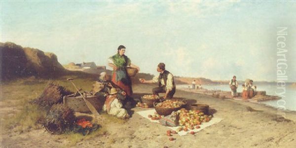 The Apple Seller Oil Painting by Pal (Paul) Boehm