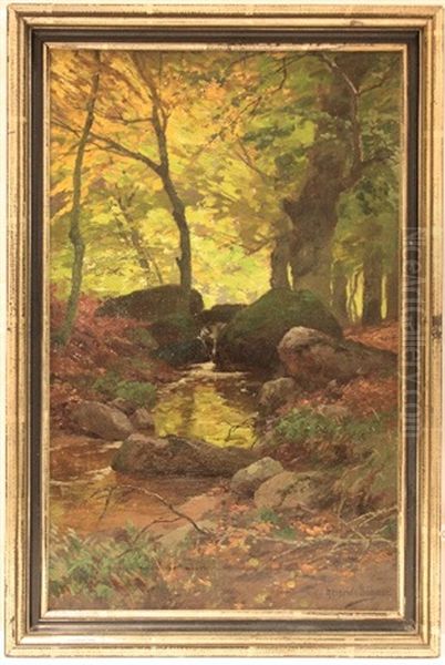 Bachlauf Im Tiefen Laubwald Oil Painting by Heinrich Boehmer