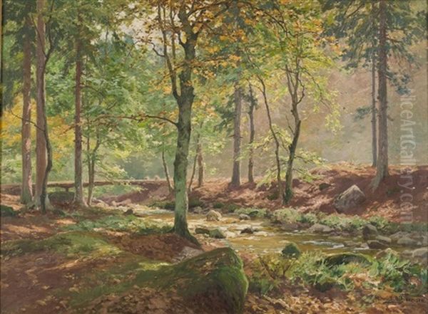 Waldbach Oil Painting by Heinrich Boehmer