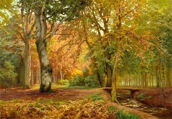 Bachlauf Im Tiefen Herbstwald Oil Painting by Heinrich Boehmer