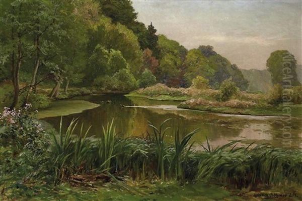 Cromforter Teich Oil Painting by Heinrich Boehmer