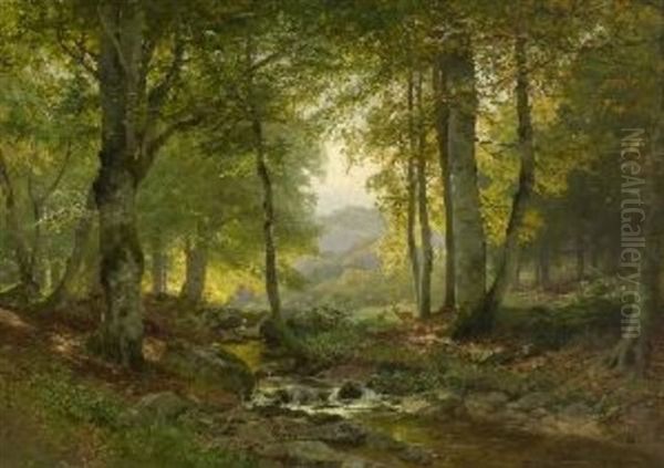 Waldbach Oil Painting by Heinrich Boehmer